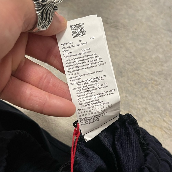 NWT Men's Small Hugo Boss Diz222 Logo Patch Regular Fit Drawstring Short In Navy - Picture 9 of 12